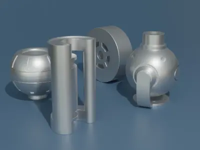 Kitbashing Asset Pack 001 - Metallic Components Free low-poly 3D model