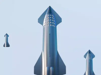 SpaceX Starship rocket Low-poly 3D model
