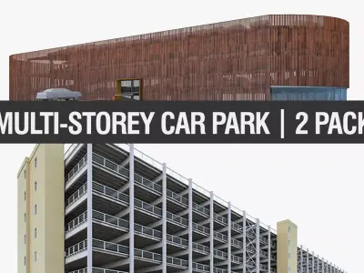 Multistory Car Park Collection Low-poly 3D model