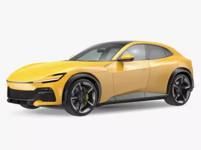 Extreme Crossover Sports Car Yellow Rigged 3D model