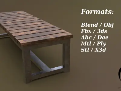 bench 10 4in1 - 4 Texture 1 Model Low-poly 3D model