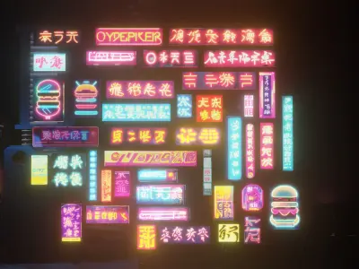 42 Neon Signs Pack Low-poly 3D model