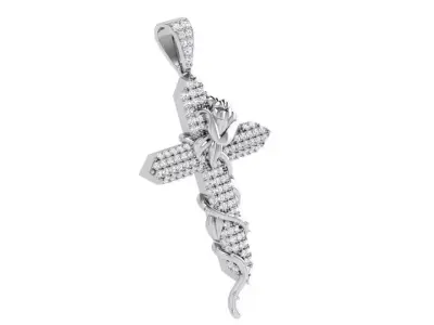 Cross With Rose Pendant 4050 3D print model