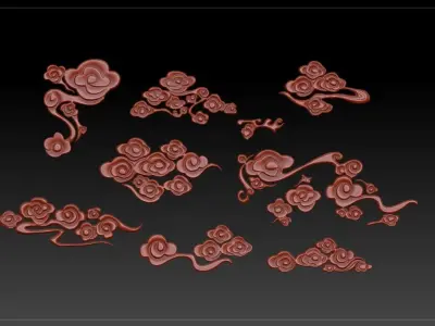 Cloud sculpture  relief flower 3D printing decoration ZB brush 3D print model