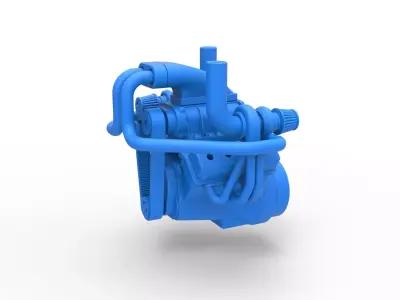 Twin turbo supercharged V8 Engine Scale 1 to 25 3D print model