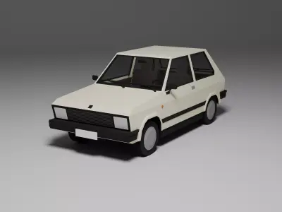 Low Poly 1980s Compact Hatchback 3D Model Car12 Low-poly 3D model