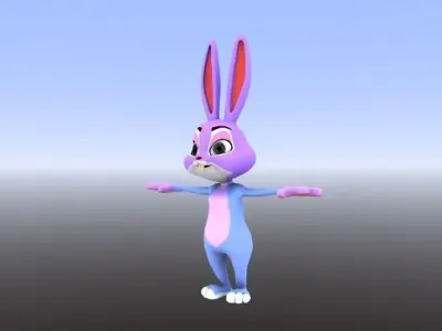 RABBIT cartoon  Low-poly 3D model