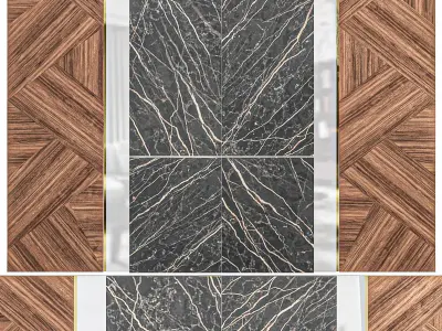 Panel set of marble and wood panels 3D model