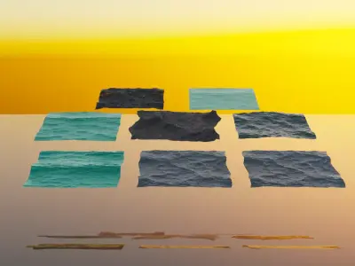 Oceans piece of paper in ocean at sunset Free 3D model