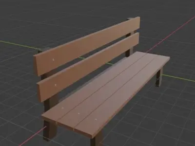 Low Poly Bench 3D model wooden Free low-poly 3D model