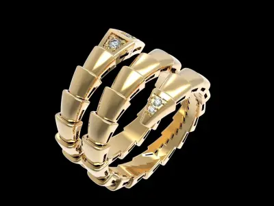 Serpenti  Flexible  Double Rotated Ring  18 5mm 3D print model