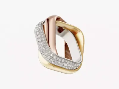 TRI - RING - COUSSIN LARGE SEMI PAVED 3D print model