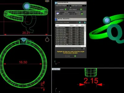 Jewelry Alphabet Ring Q 3D print model