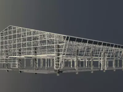 Warehouse in structure frame 3D model
