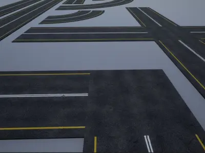 Modular Highway Road PBR  Low-poly 3D model