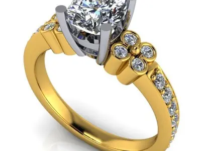 Modern CushionSquare cut Solitaire  Ring Engagement Wedding 3D print model