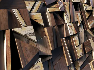 Rectangle wood panel rail n1 3D model