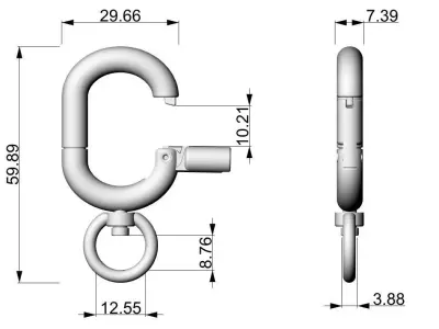 Luxury Metal Bag Hook Premium Purse Carabine 12mm 3D print model
