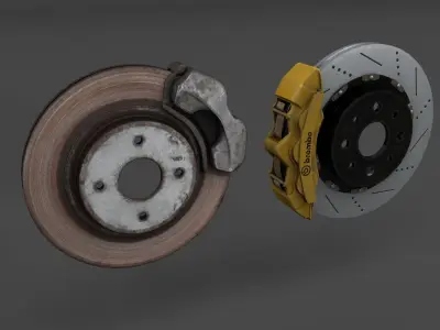 Basic and Race Brake System Low-poly 3D model