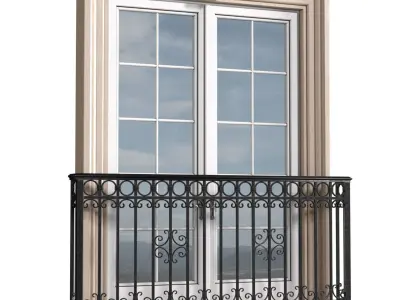 Classic facade window with French balcony 3D model