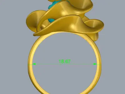 Stylized Flower Ring 3D print model