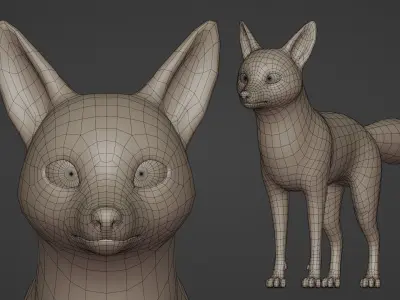 Realistic Fox Base Mesh Low-poly 3D model