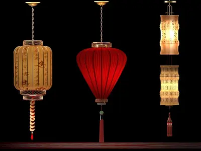Chinese red lantern 3D model 20