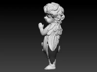 praying baby angel statue Sculpture jewelry gold 3D print model