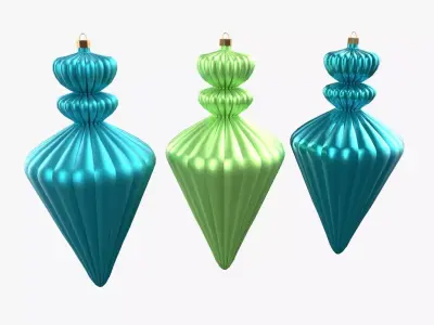 Christmas Tree Ornament Set10 - Turquoise Green  Low-poly 3D model