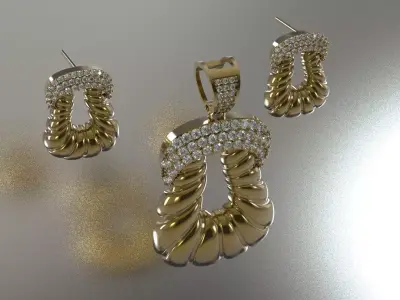Diamond Accented Fluted Hoop Half Set js0025 3D print model