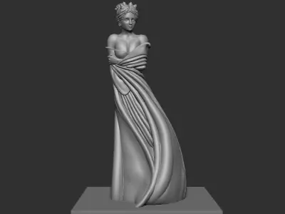Girl statue hair and dress 3D print model