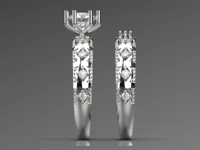 Luxury white gold engagement ring with diamonds model wr0109 3D print model