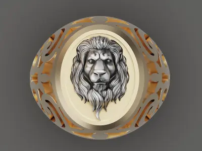lion ring silver  gold jewelry 3D printable model 3D print model