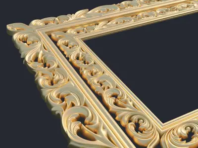 Carved frame mirror rg01 Low-poly 3D model