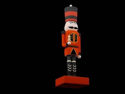 Black And Red Christmas Nutcracker Low-poly 3D model