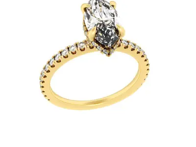 MARQUIS Cut Hidden Halo Engagement Ring 3D print model