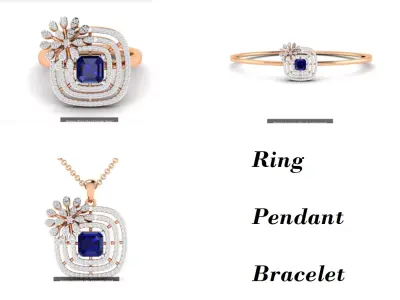 Ring Pendant Bracelet 3dm stl renders details  3D Model Pack