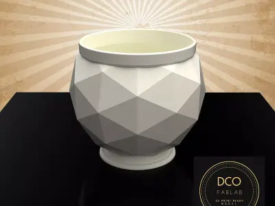 Decorative Triangulated Container Pot for Succulents V1 3D print model