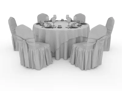 Banquet Table and Chair 48 3D model