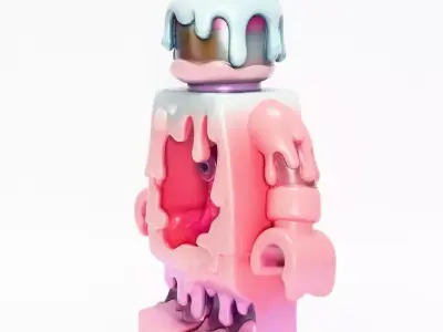 Melted Block Pastel Drip LEGO toy 3D print model