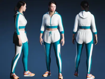 Modular Womens Sportswear Vol 1 for Unreal Engine Low-poly 3D model