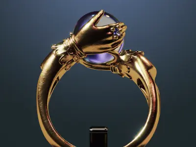 womens ring with stones 3D print model