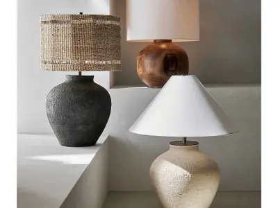 Corfu Cream Table Lamp with Linen Taper Shade 3D model