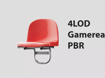 Stadium chair 4LODs Low-poly 3D model