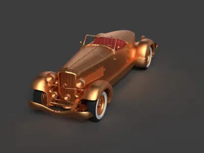 Golden vintage car   3D model by aceimagedesign-1