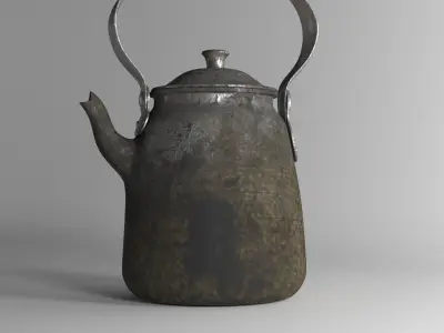 Antique Aluminum Kettle - Vintage Tea Kettle - Aluminum Teapot Free 3D model