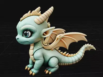Articulated Cute Dragon Hatchling Flexi Toy 3D Print Model 3D print model
