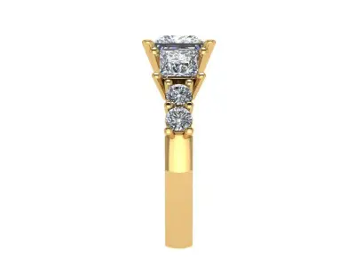 Ring130 princess cut diamond engagement ring gold 3D print model