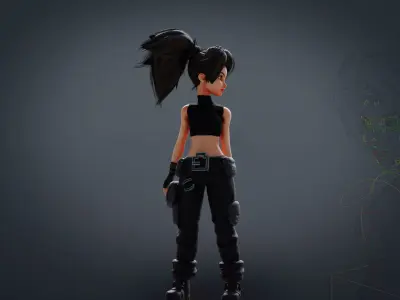 Fantasy Engineer 3D Female Character Model Low-poly 3D model