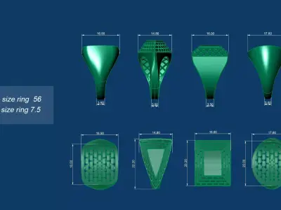 Brick Pattern Gold Ring Set 3D Printable Jewelry 3D print model